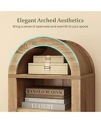Slickblue Modern Arch Bookshelf with 8 Tiers and 3 Adjustable Storage Shelves