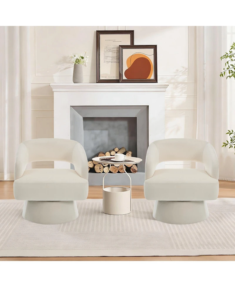 homfan Modern Swivel Barrel Chairs, Soft Round Lounge Hollowed Back, 360degree(s) Rotating Base for Living Room, Bedroom, Vanity, Reading Nook