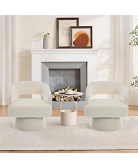 homfan Modern Swivel Barrel Chairs, Soft Round Lounge Hollowed Back, 360degree(s) Rotating Base for Living Room, Bedroom, Vanity, Reading Nook