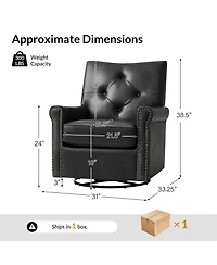 Hulala Home Stratton Transitional Genuine Leather Swivel Rocker Chair with Tufted Back