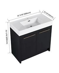 Sillysis Modern Chestnut Bathroom Vanity with Resin Sink, Soft Close Doors
