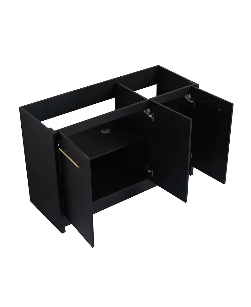 Sillysis Modern Chestnut Bathroom Vanity with Resin Sink, Soft Close Doors
