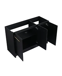 Sillysis Modern Chestnut Bathroom Vanity with Resin Sink, Soft Close Doors
