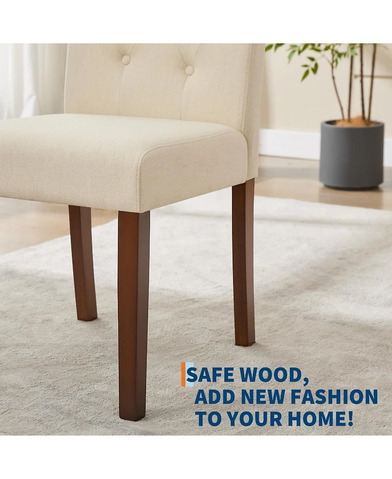 homfan Modern Upholstered Dining Chairs Set of 4/6, Linen Fabric, Button Tufted, High Padded Back, Wide Seat, Wood Legs