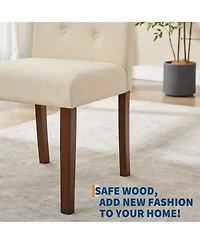 homfan Modern Upholstered Dining Chairs Set of 4/6, Linen Fabric, Button Tufted, High Padded Back, Wide Seat, Wood Legs