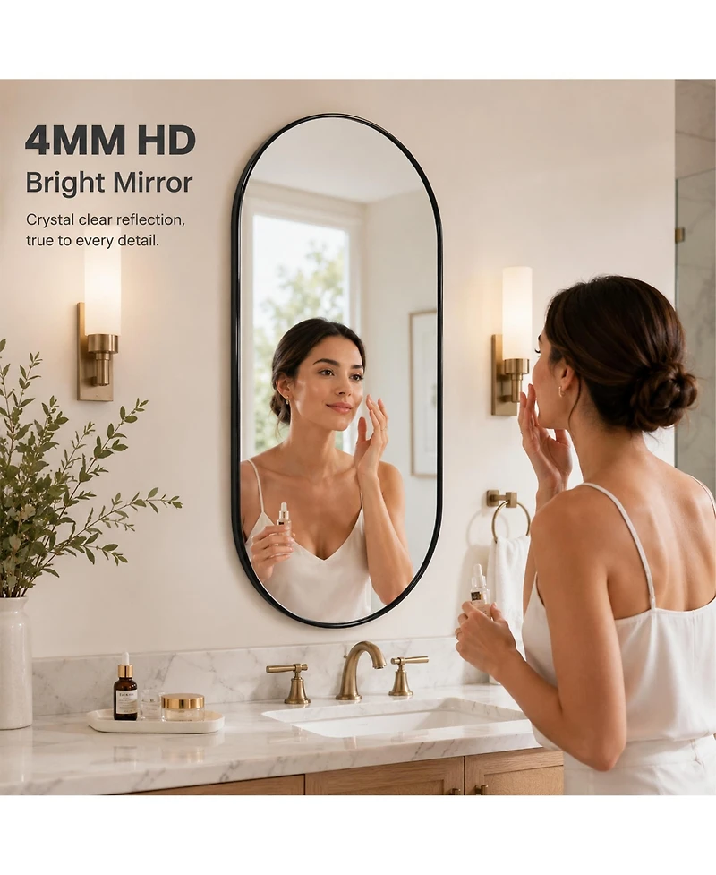 Midola 1840 Inch Luxury Pvc Framed Wall Mirror with Stylish Oval Design and Two-Way Hanging Versatility for Bathroom, Bedroom