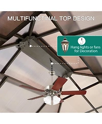 homfan Hardtop Pc Gazebo Patio with Double Roof and Metal Frame for Patio, Garden, Backyard, Lawn