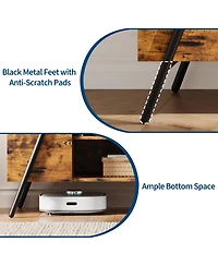 homfan Industrial Tv Stand for 47 Inch Tv, Wooden Entertainment Center, Adjustable Open Shelves, Slanted Metal Legs, Media Console