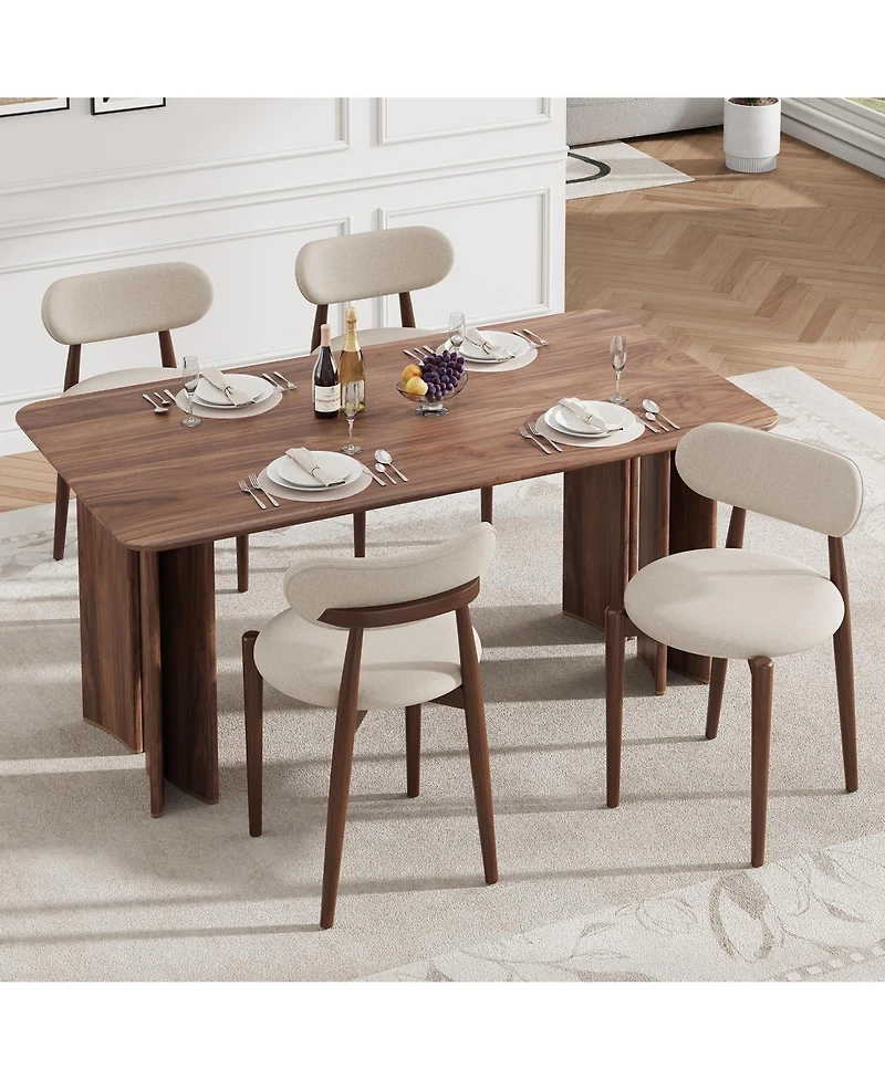 homfan Set of 2 Dining Chairs, Fabric Upholstered Farmhouse Chairs with Wood Legs for Room or Kitchen