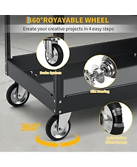 homfan 2 Tier Bar Cart, 40 Inch Heavy Duty Utility Cart with Ergonomic Handle and Locking Casters for Kitchen or Pantry