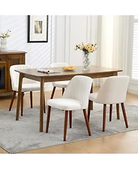 homfan Set of 2 Modern Upholstered Wooden Dining Chairs - Fabric Padded Seat, Comfortable Contemporary Side Chairs