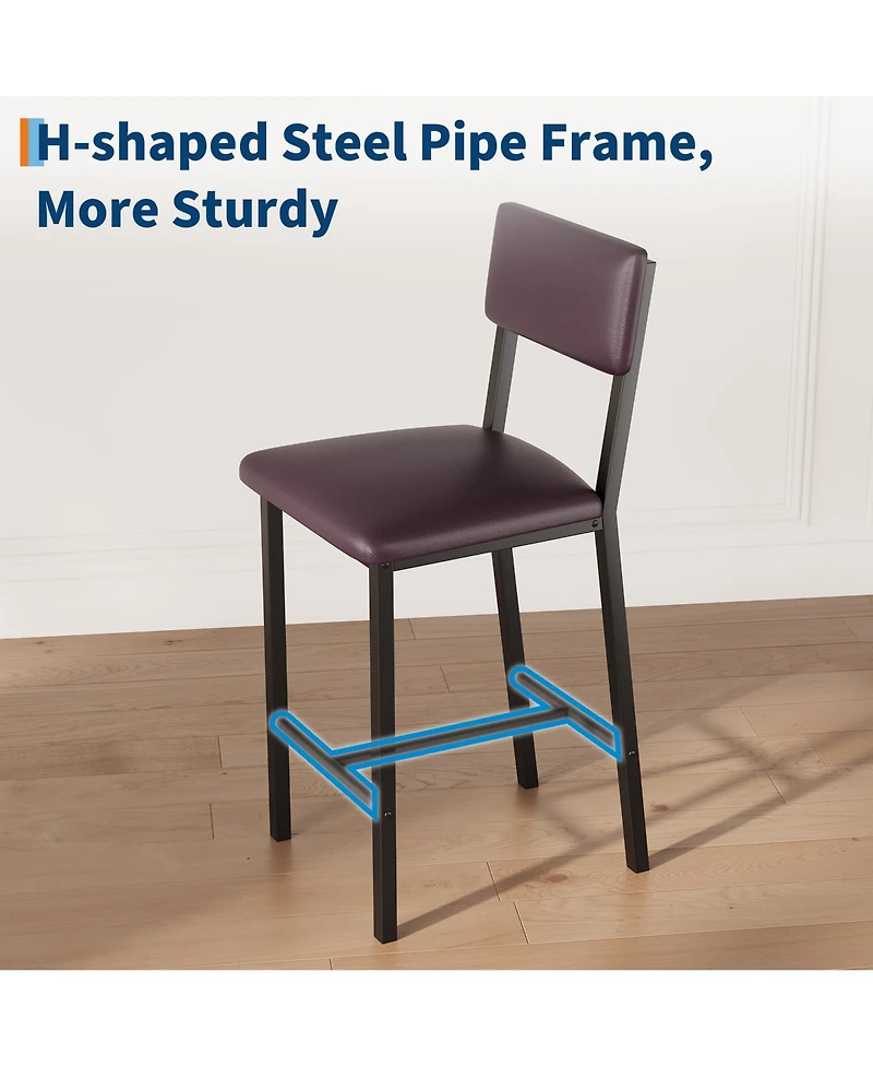 homfan Piece Bar Height Dining Table Set with 4 Stools and Metal Frame for Kitchen Room