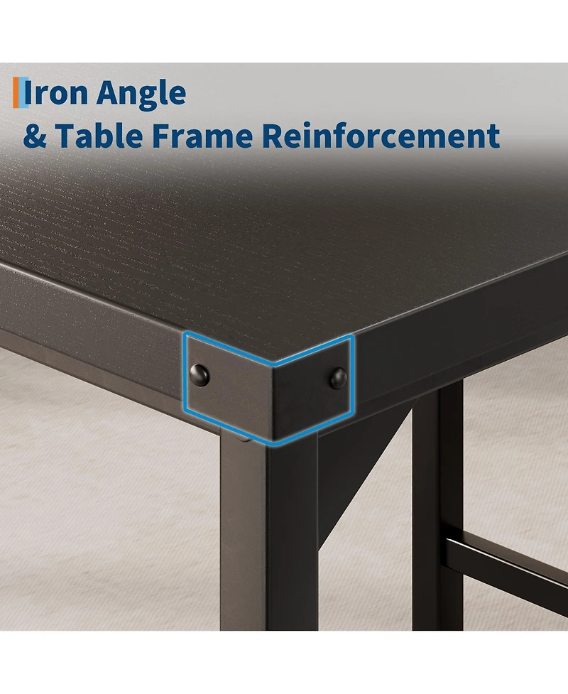 homfan Piece Bar Height Dining Table Set with 4 Stools and Metal Frame for Kitchen Room