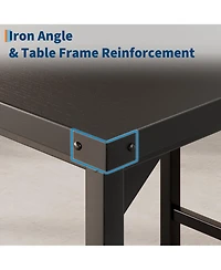 homfan Piece Bar Height Dining Table Set with 4 Stools and Metal Frame for Kitchen Room