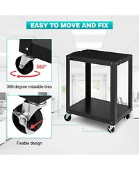 homfan 2 Tier Bar Cart, 19 Inch Heavy Duty Rolling Utility Cart with Adjustable Shelves and Locking Wheels for Kitchen or Pantry