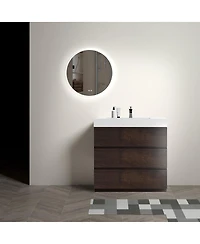 Sillysis Modern Bathroom Vanity with Stone Sink, Pre-assembled Soft Close 3 Drawers