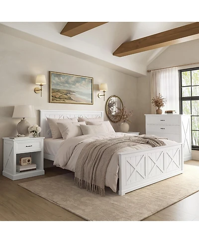 Streamdale Furniture Streamdale 4-Piece Farmhouse Queen Bedroom Set with Bed 2 Nightstands and Dresser