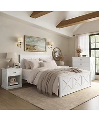Streamdale Furniture Streamdale 4-Piece Farmhouse Queen Bedroom Set with Bed 2 Nightstands and Dresser