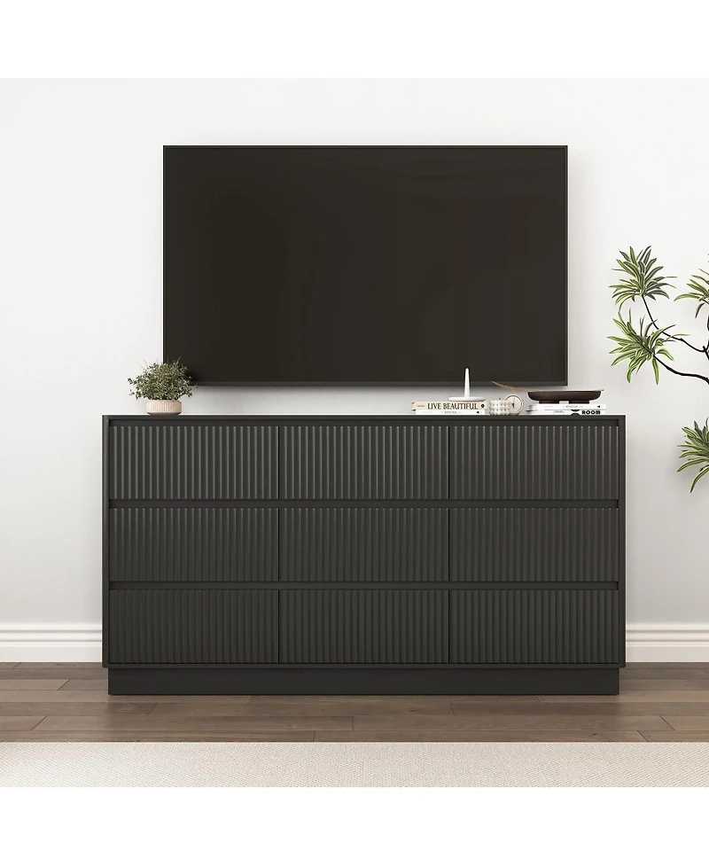Streamdale Furniture 9-Drawer Modern Wood Dresser and Storage Cabinet