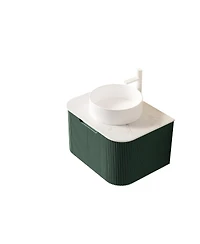 Sillysis Wall-Mounted Bathroom Vanity with Ceramic Sink, Sintered Stone Top, Soft Close Drawer