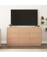 Streamdale Furniture 9-Drawer Mid-Century Modern Wood Dresser and Storage Cabinet