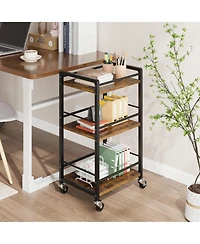 homfan Rolling Kitchen Cart 3-Layer Small Bar Cart with 360 Degree Swivel Wheels and Brakes, Coffee Drink Cart for Home or Party