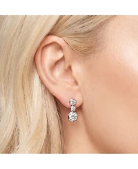 The Lovery Cz Triple Bezel Drop Earrings Sterling Silver