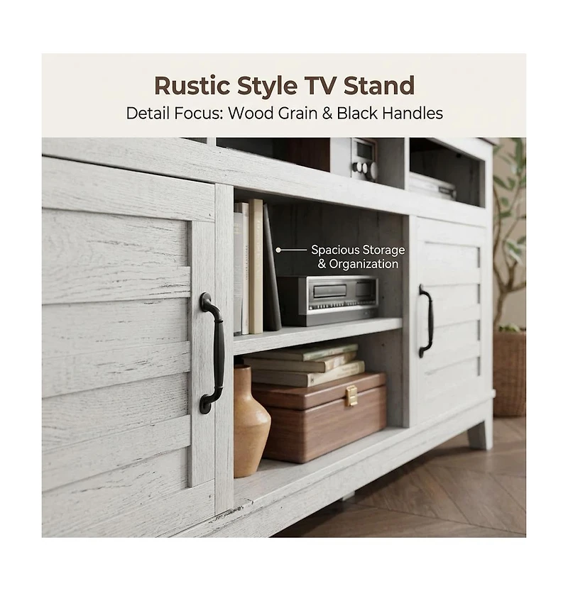 homfan Versatile Entertainment Center for Living Room, 70.9inch Cabinet with Adjustable Shelves, Farmhouse Style, Ideal for Home