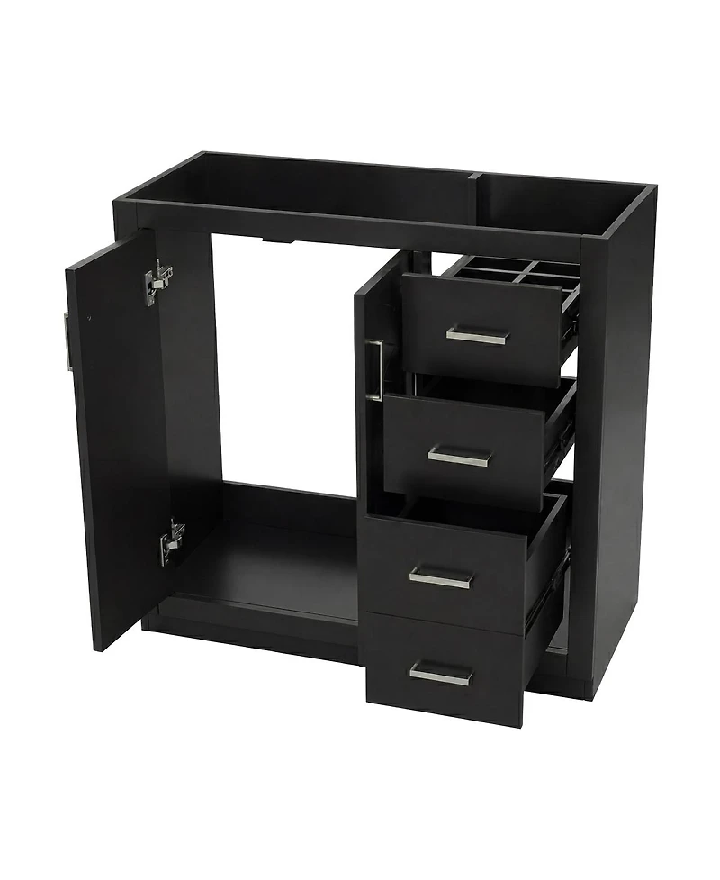 Sillysis Modern Freestanding Bathroom Vanity without Top, Solid Wood Frame, 3 Drawers Storage