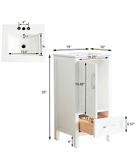 Sillysis Modern Bathroom Vanity with Ceramic Sink, Fully Assembled Cabinet, Soft Close Doors, Two Handle Options