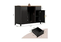 homfan 53" Coffee Bar Cabinet, Charging Station, Mini Fridge Cabinet with Wine Rack, Fluted Liquor Cabinet, Large Buffet Sideboard Table