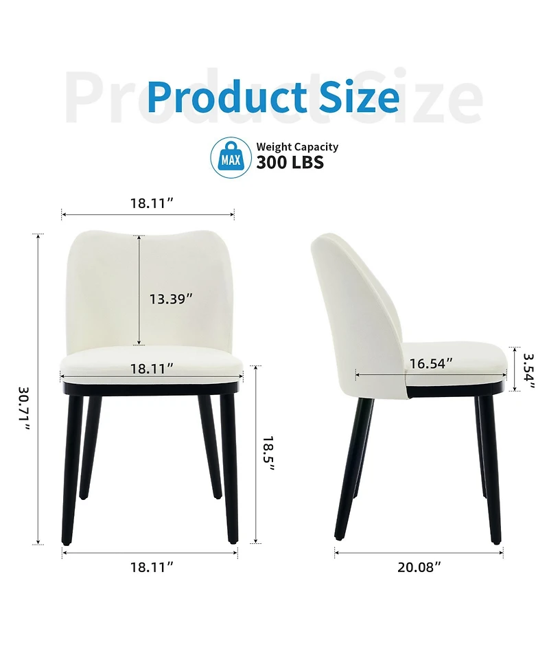 homfan Set of 2 Dining Chairs, Linen Upholstered Mid Century Chairs with Wood Legs for Dining Room or Kitchen