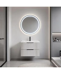 Sillysis Wall Mounted Bathroom Vanity with Ribbed Drawers, U-Shaped Organizer