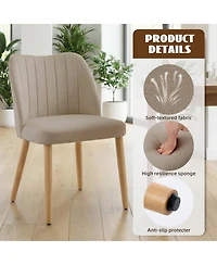 homfan Set of 2 Wooden Dining Chairs - Upholstered Modern Fabric Kitchen with Back for Kitchen, Living Room, or Restaurant