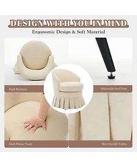 homfan Swivel Dining Chair, Linen Upholstered Mid Century Armchair with 360 Degree Rotation for Dining Room or Vanity