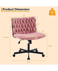 homfan 25.4L x 26.2W x 35H in Wide Office Chair with Velvet Upholstery. Woven Accent Padded Desk Chair for Home Office Living Room.