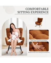 homfan 25.8D x 25.8W x 40H in Upholstered Rocking Chair with Engineered Wood Frame, Padded Seat Cushion for Living Room Nursery Bedroom