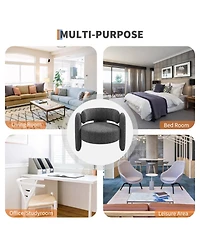homfan Modern Chenille Accent Armchair – Cozy Round Armrest Lounge Chair, Soft Upholstered Seating for Living Room, Bedroom, Office, or Cafe