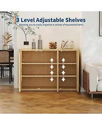 homfan 46.7 Inch Buffet Cabinet with 3 Fluted Doors, Adjustable Shelf, Media Console Table Credenza Sideboard and Coffee Bar Cabinet