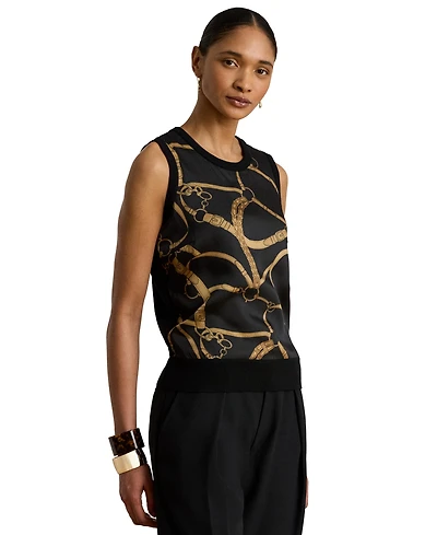 Lauren Ralph Women's Belting Print Sleeveless Sweater