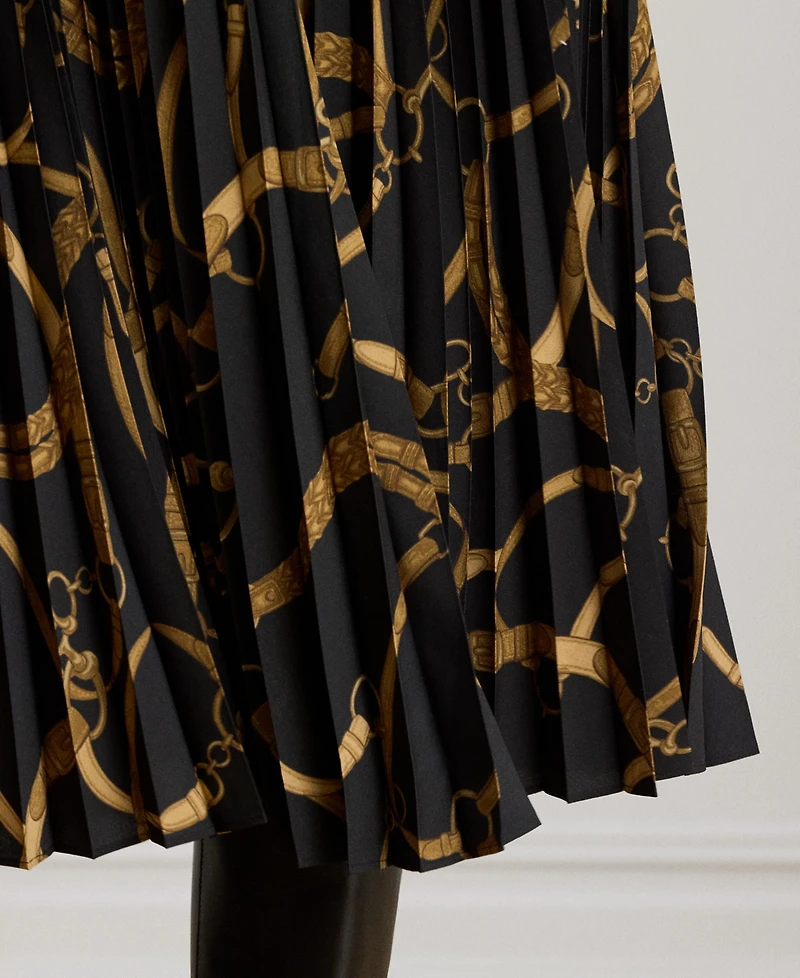Lauren Ralph Women's Belting Print Pleated Skirt