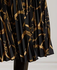 Lauren Ralph Women's Belting Print Pleated Skirt
