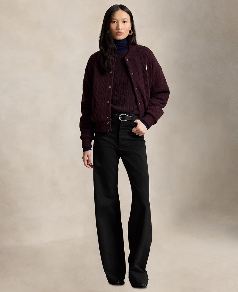 Polo Ralph Lauren Women's Cable-Knit Logo Button Jacket