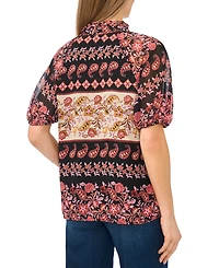 CeCe Women's Ruffle Neck Split Blouse