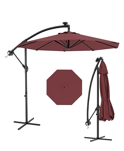 homfan 10Feet Cantilever Patio Umbrella With Cross Base, Adjustable Tilt, Fade-Resistant Canopy For Deck, Pool, Garden And Backyard