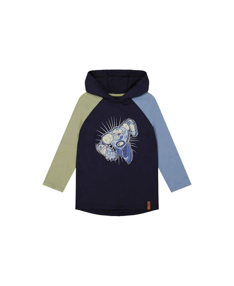 Deux par Deux Toddler Boys 2T-5T Raglan Hooded T-Shirt