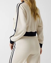 Guess Womens Hoshi Full Zip Cropped Sweatshirt Side Band Straight Leg Jogger Pants