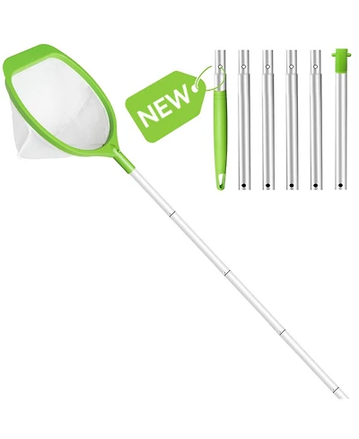 Xdovet Pool Skimmer Net Aluminum Pole Deep Mesh Leaf Rake