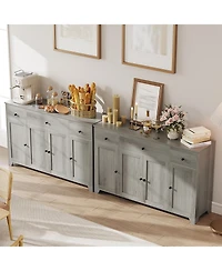 homfan 55 Inch Large Sideboard Buffet Cabinet with 3 Drawers and Doors, Farmhouse Storage Console Table Coffee Bar with Adjustable Shelf