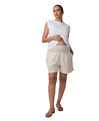 Ingrid + Isabel Women's Maternity Smocked Linen Short